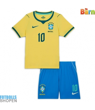 Billiga Brasilien Vinicius Junior #10 Hemmatröja Barn VM 2026 Kortärmad (+ Korta byxor)